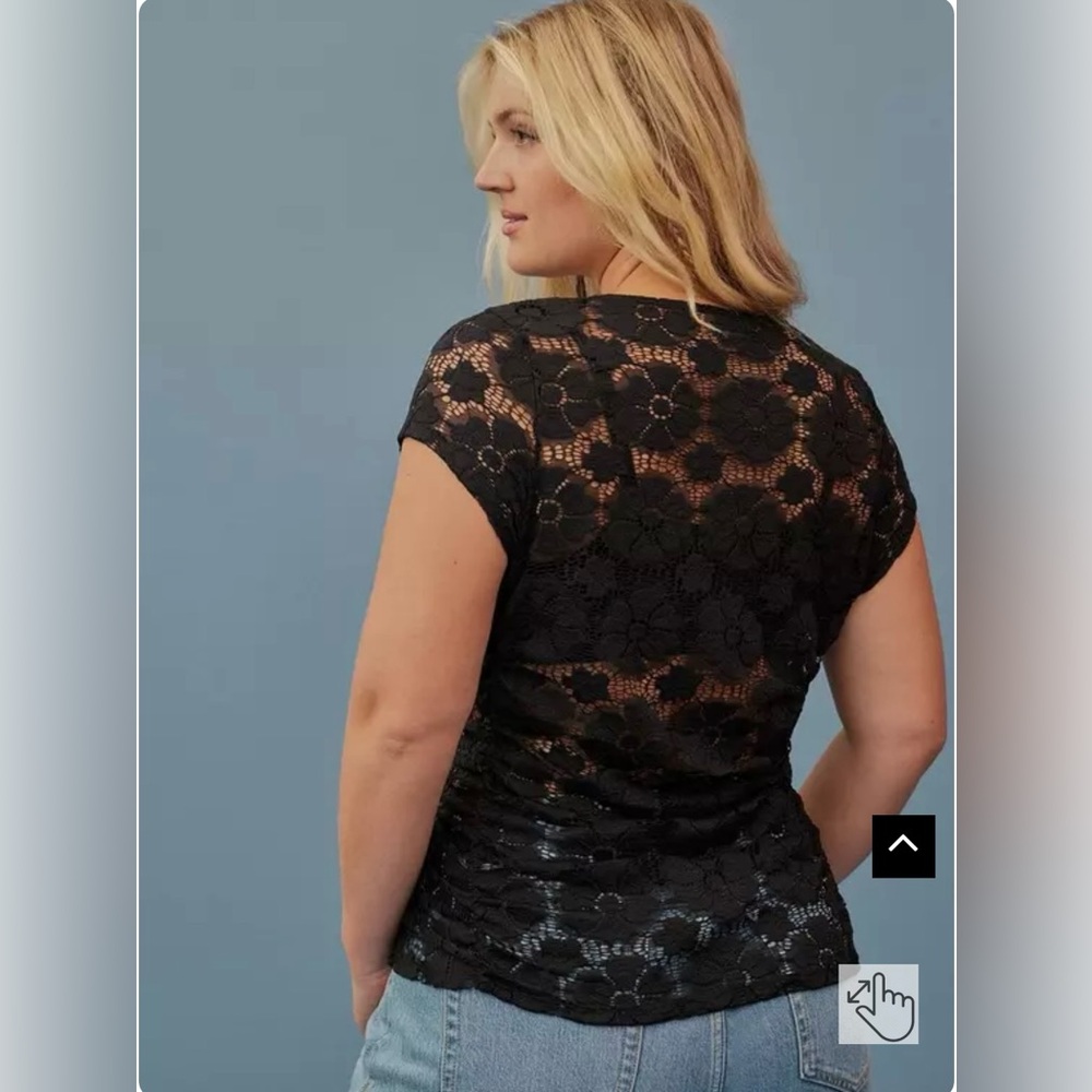 Torrid FESTI Ruched Top Stretch Lace Deep Black Size 3 - Picture 4 of 11